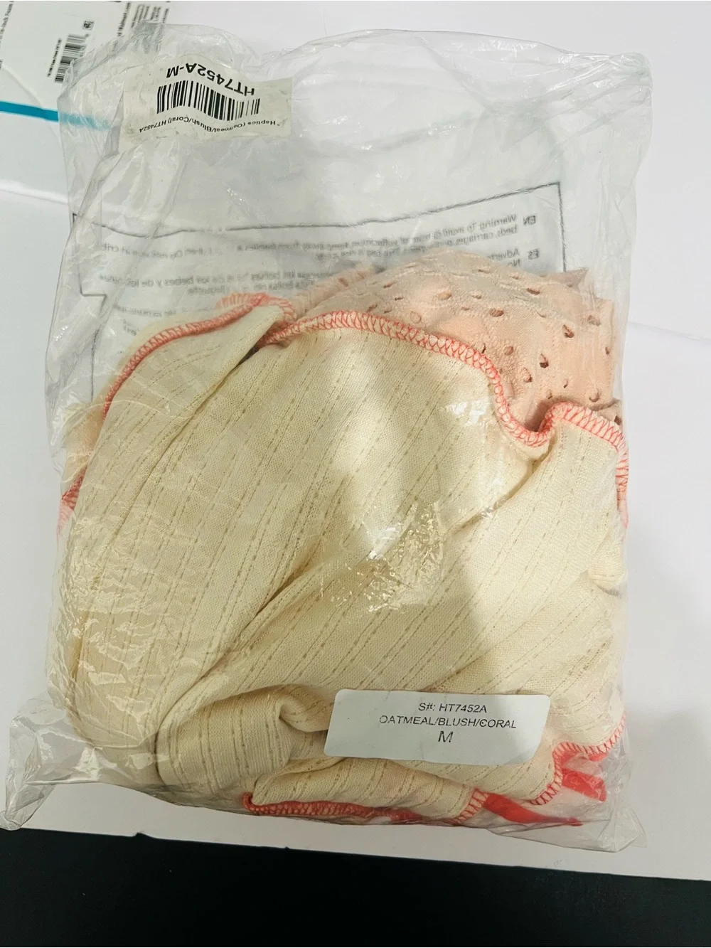 HAPTICS Boho Colorblock Eyelet Stripe Top Peach Cream M New in Bag - Picture 6 of 15